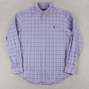 Ralph Lauren Shirt Mens Size L Blue Pink Long Sleeve Button Down Cotton